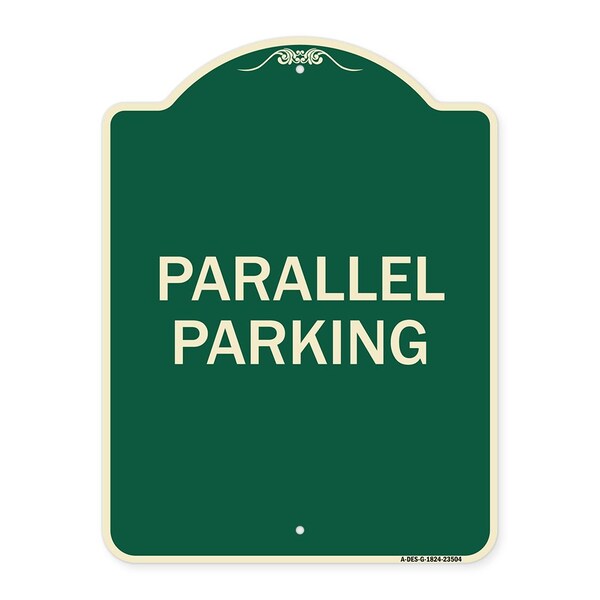 Signmission Designer Series Parallel Parking, Green & Tan Heavy-Gauge Aluminum Sign, 24" x 18", G-1824-23504 A-DES-G-1824-23504 - main